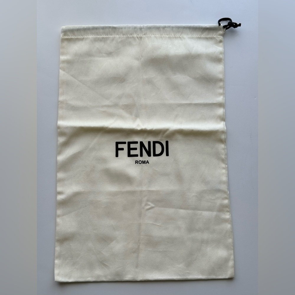 Fendi Roma Drawstring Dust Bag in Cream with Black Logo